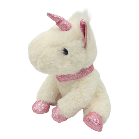 Unicorn Plush Sparkle Shimmer Pink Collar Horn Feet 10.5" Stuffed Animal Toy - Picture 2 of 13